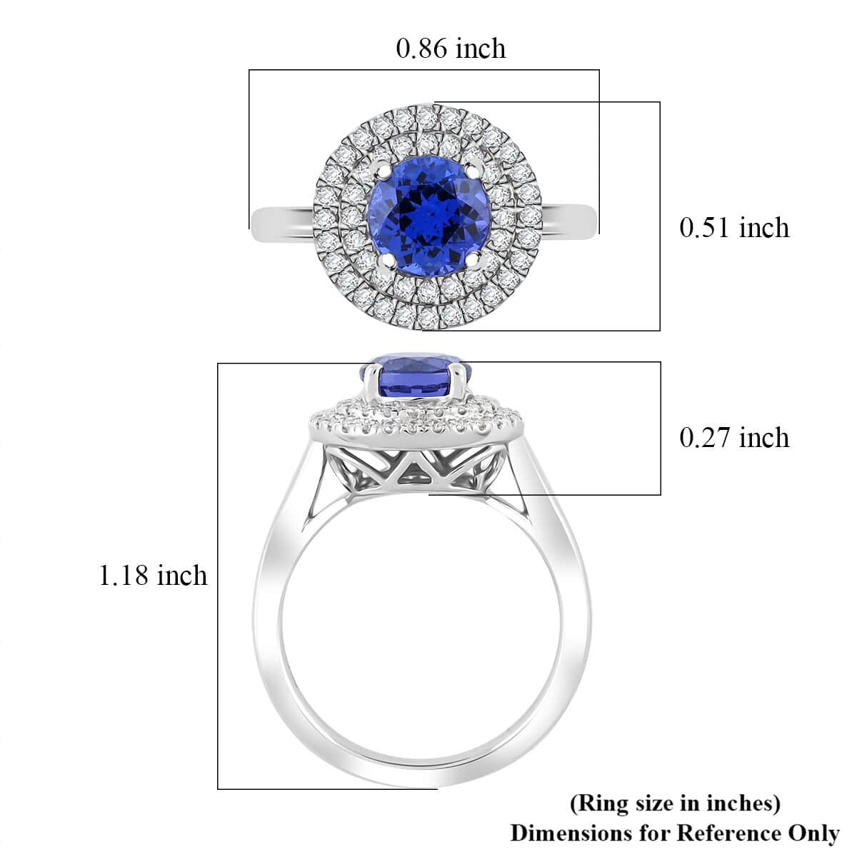 Certified & Appraised Rhapsody AAAA Tanzanite and E-F VS Diamond 1.55 ctw Ring in 950 Platinum (Size 10.0) 7.10 Grams image number 5