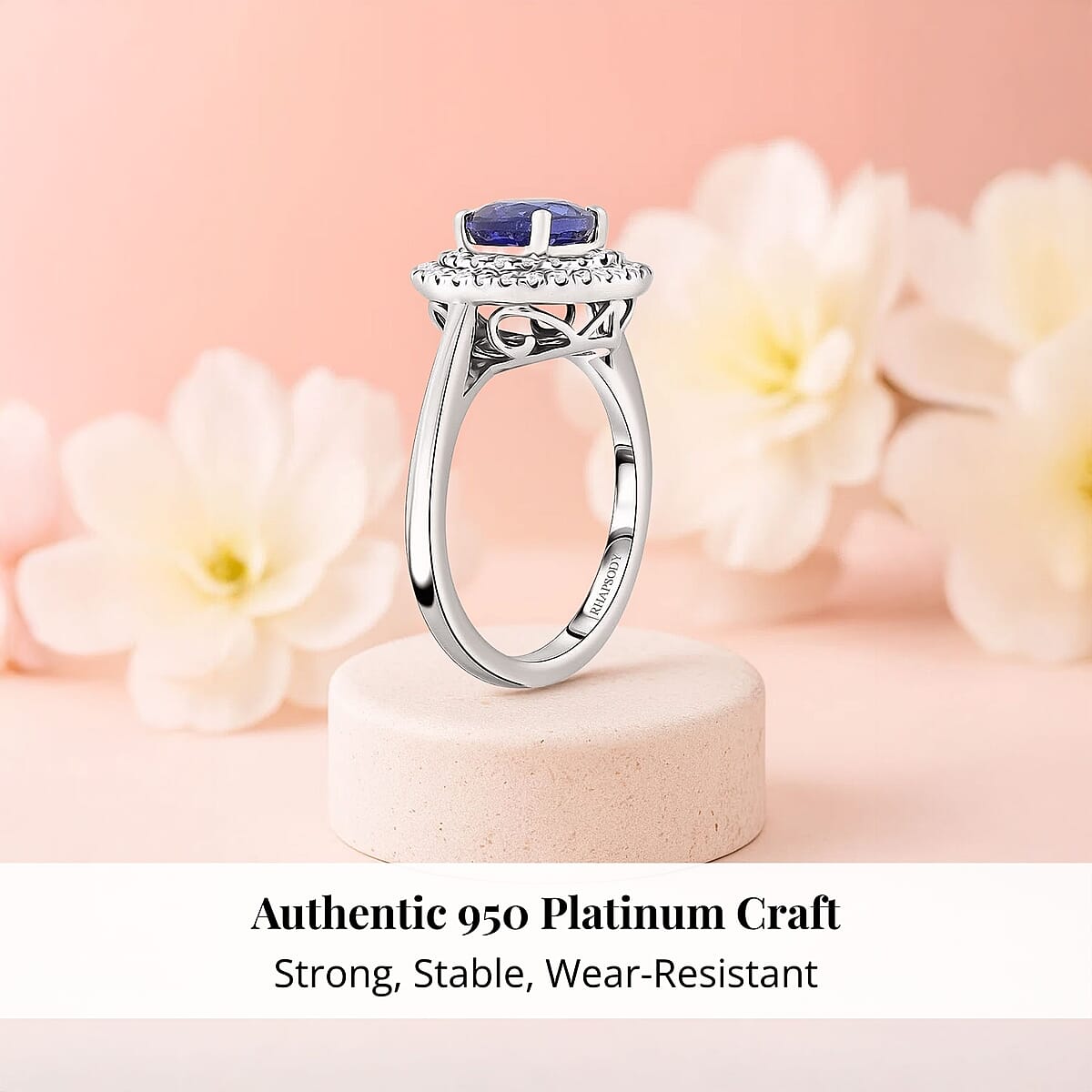 Certified & Appraised Rhapsody 950 Platinum AAAA Tanzanite, Diamond (E-F, VS) Ring (Size 11.0) (7.10 g) 1.55 ctw image number 2