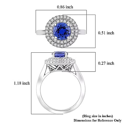 Certified & Appraised Rhapsody 950 Platinum AAAA Tanzanite, Diamond (E-F, VS) Ring (Size 11.0) (7.10 g) 1.55 ctw