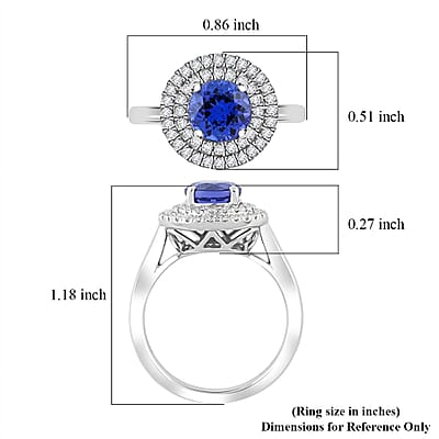 Certified & Appraised Rhapsody AAAA Tanzanite and E-F VS Diamond 1.55 ctw Ring in 950 Platinum (Size 7.0) 7.10 Grams