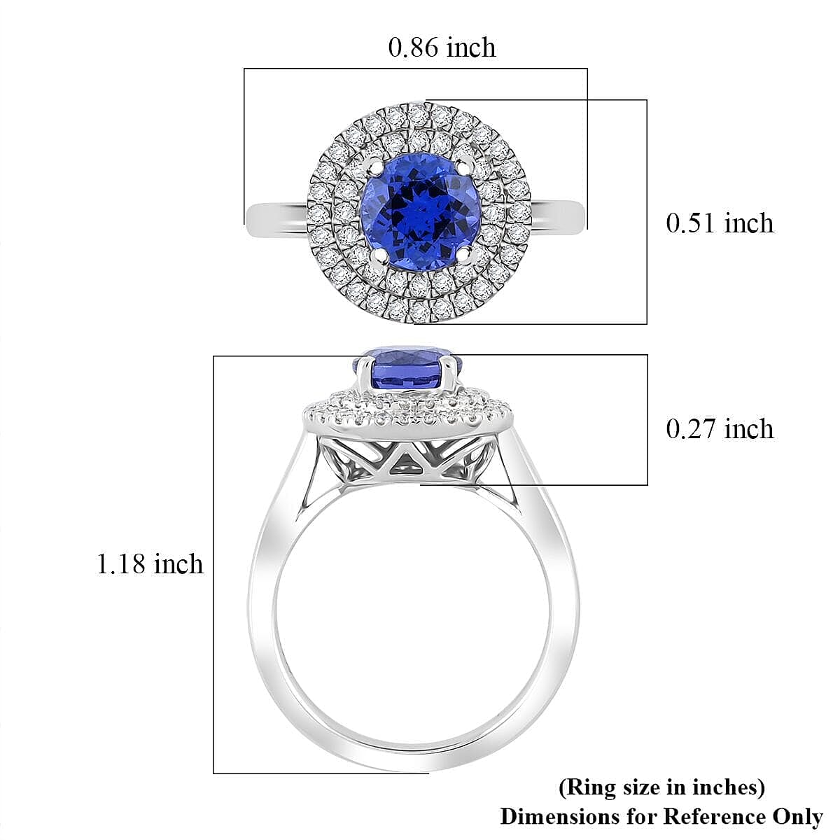 Certified & Appraised Rhapsody 950 Platinum AAAA Tanzanite, Diamond (E-F, VS) Ring (Size 8.5) (7.10 g) 1.55 ctw image number 5