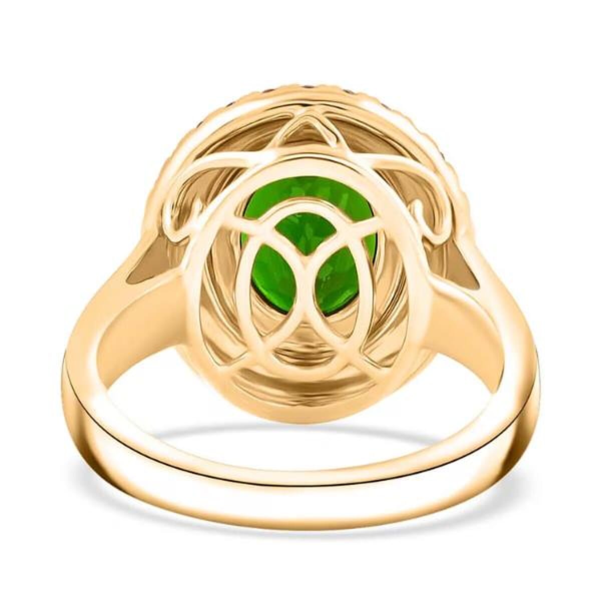 Certified & Appraised Luxoro AAA Chrome Diopside, Padparadscha Sapphire, Diamond Ring in 10K Yellow Gold 3.00 ctw (Size 5.5) image number 6