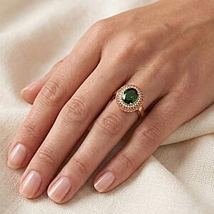 Certified & Appraised Luxoro AAA Chrome Diopside, Padparadscha Sapphire, Diamond Ring in 10K Yellow Gold 3.00 ctw (Size 8.5)