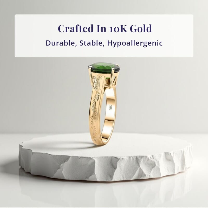 Certified Luxoro AAA Chrome Diopside Solitaire Ring in 10K Yellow Gold 2.65 ctw (Size 5.5)