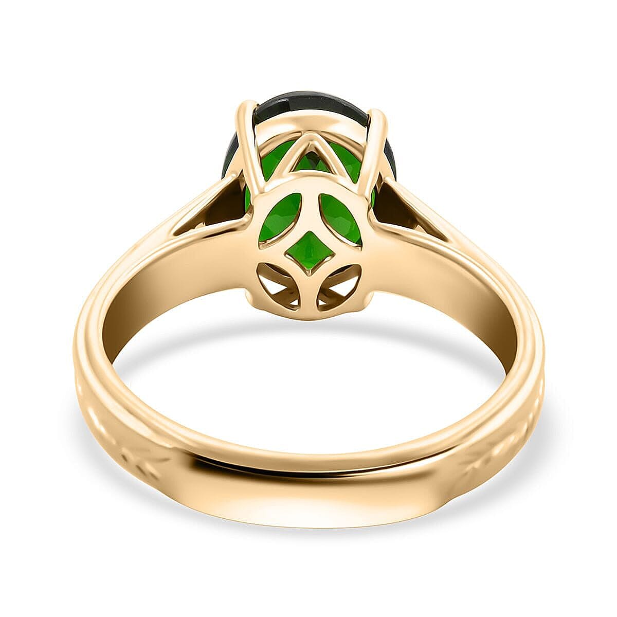 Certified & Appraised Luxoro AAA Chrome Diopside 2.65 ctw Solitaire Ring in 10K Yellow Gold (Size 5.5)  image number 4
