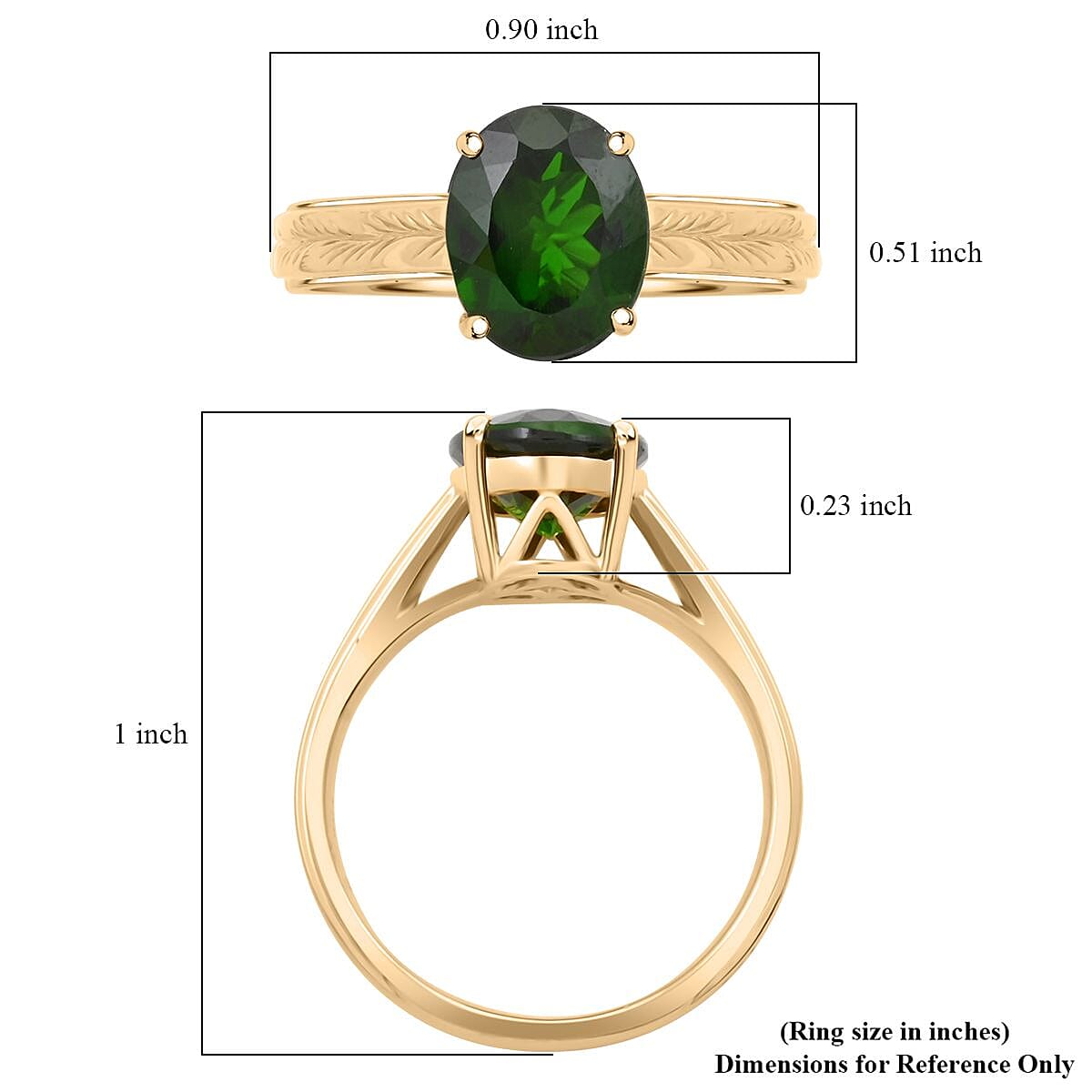 Certified & Appraised Luxoro AAA Chrome Diopside 2.65 ctw Solitaire Ring in 10K Yellow Gold (Size 6.0) image number 5