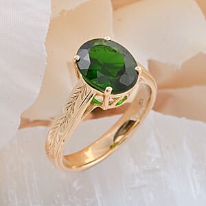 Certified Luxoro AAA Chrome Diopside Solitaire Ring in 10K Yellow Gold 2.65 ctw (Size 8.0)