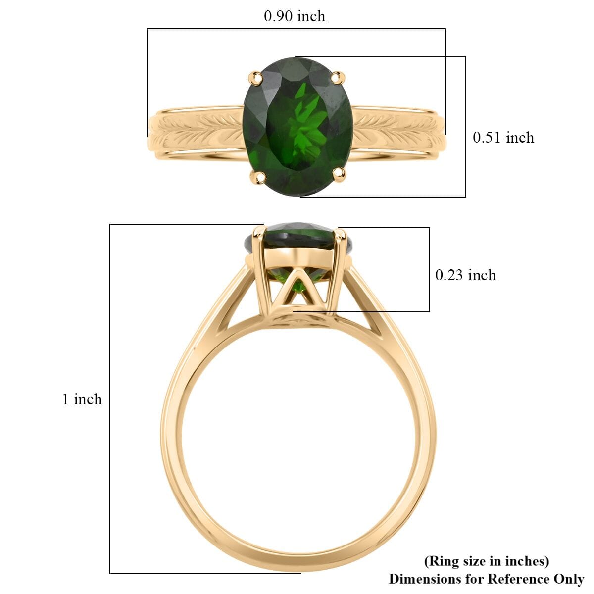 Certified & Appraised Luxoro AAA Chrome Diopside 2.65 ctw Solitaire Ring in 10K Yellow Gold (Size 8.0) image number 5