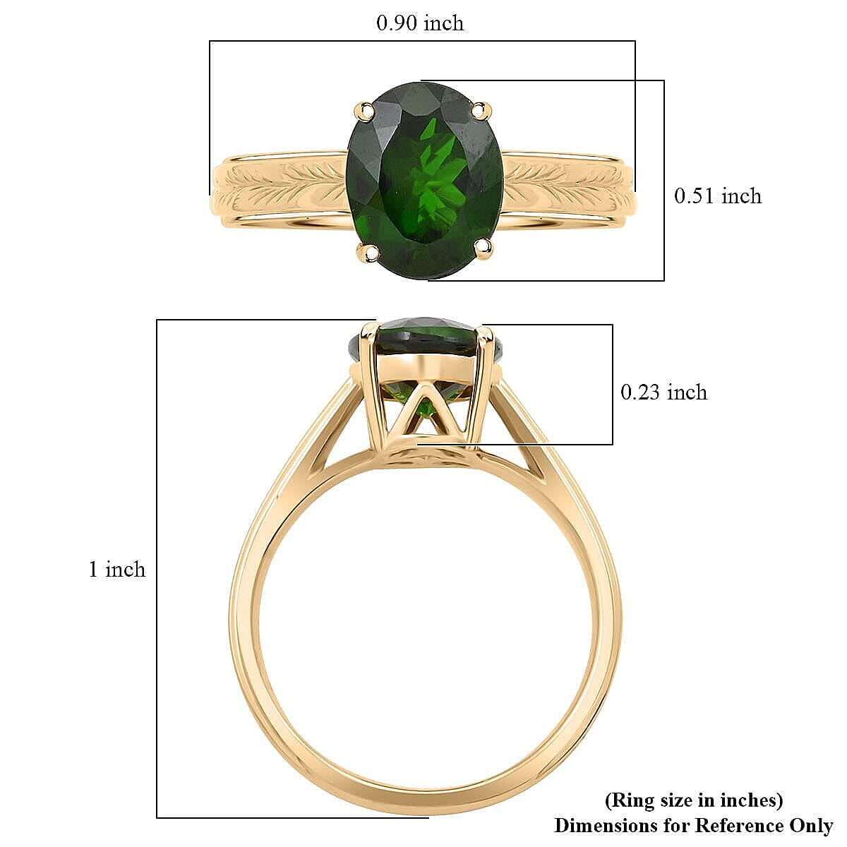 Certified & Appraised Luxoro AAA Chrome Diopside 2.65 ctw Solitaire Ring in 10K Yellow Gold (Size 8.5)  image number 5