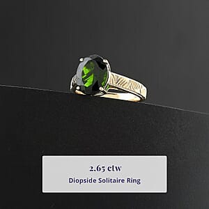 Certified Luxoro AAA Chrome Diopside Solitaire Ring in 10K Yellow Gold 2.65 ctw (Size 5.5)