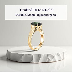 Certified Luxoro AAA Chrome Diopside Solitaire Ring in 10K Yellow Gold 2.65 ctw (Size 5.5)