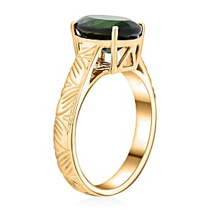 Certified Luxoro AAA Chrome Diopside Solitaire Ring in 10K Yellow Gold 2.65 ctw (Size 7.0)