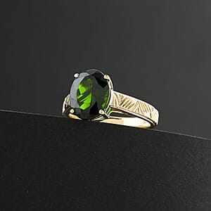 Certified Luxoro AAA Chrome Diopside Solitaire Ring in 10K Yellow Gold 2.65 ctw (Size 8.0)
