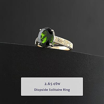 Certified Luxoro AAA Chrome Diopside Solitaire Ring in 10K Yellow Gold 2.65 ctw (Size 8.0)