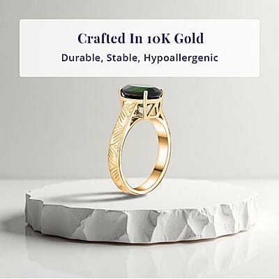 Certified Luxoro AAA Chrome Diopside Solitaire Ring in 10K Yellow Gold 2.65 ctw (Size 8.0)