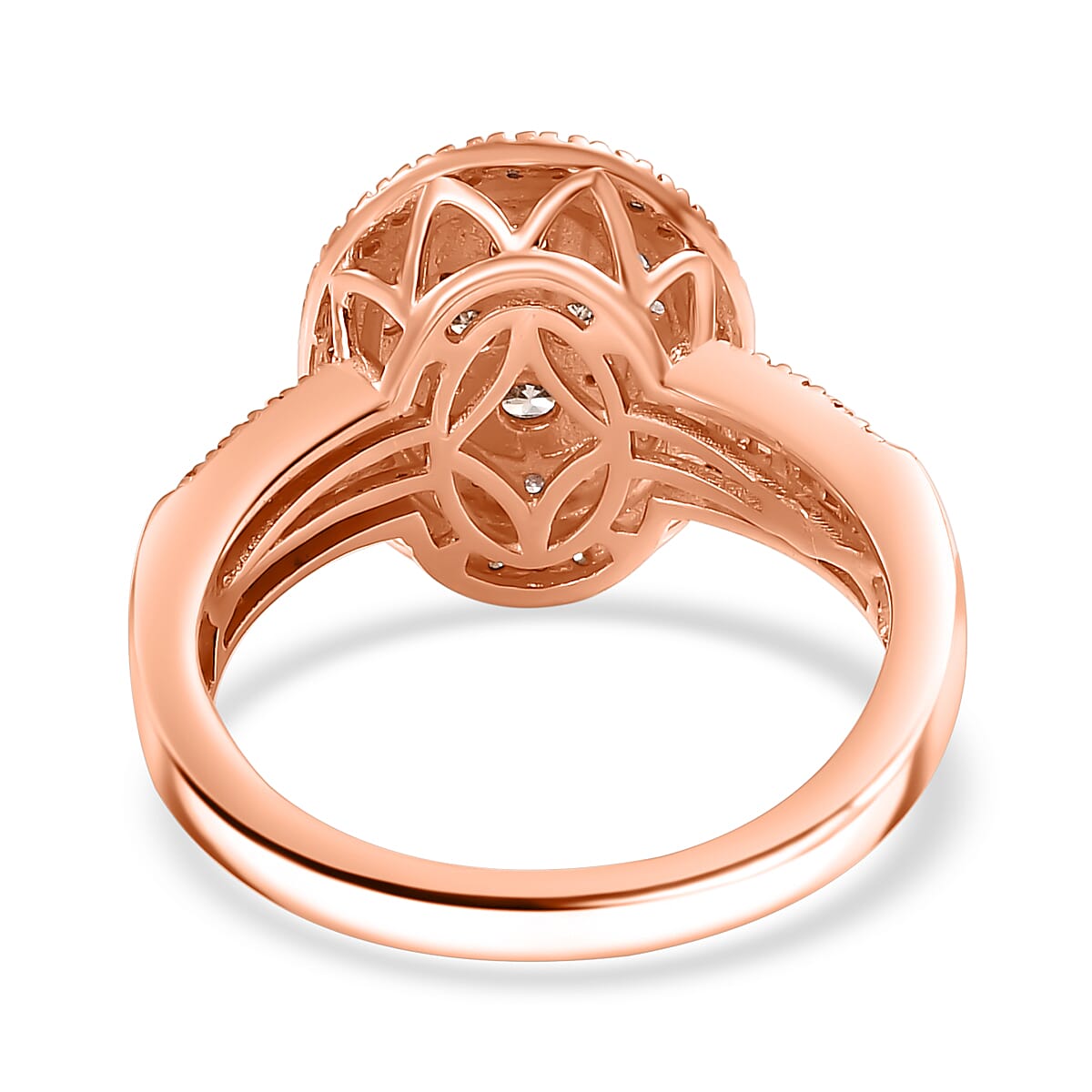D'Joy Natural Champagne and White Diamond 1.00 ctw Ring in 18K Vermeil Rose Gold Over Sterling Silver (Size 10.0)
