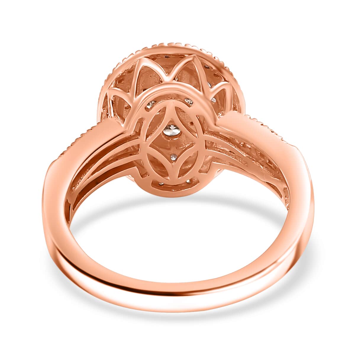 Natural Champagne and White Diamond 1.00 ctw Ring in 18K Vermeil Rose Gold Over Sterling Silver (Size 10.0) image number 4