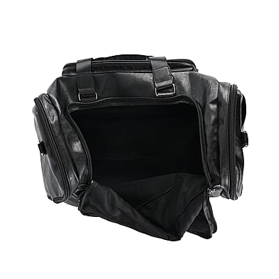 Black Faux Leather Duffel Bag with Shoulder Strap 47 Inches