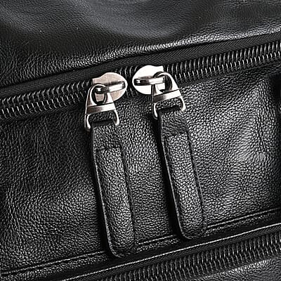 Black Faux Leather Duffel Bag with Shoulder Strap 47 Inches