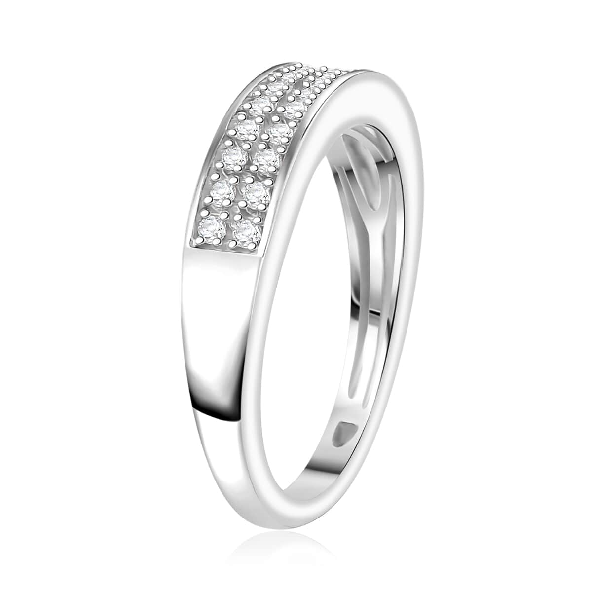 White Diamond  Ring in rhodium Sterling Silver 0.20 ctw image number 3