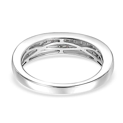 D'Joy Diamond 0.20 ctw 2 Row Band Ring in Rhodium Over Sterling Silver (Size 10.0)