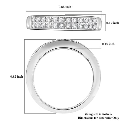 D'Joy Diamond 0.20 ctw 2 Row Band Ring in Rhodium Over Sterling Silver (Size 10.0)