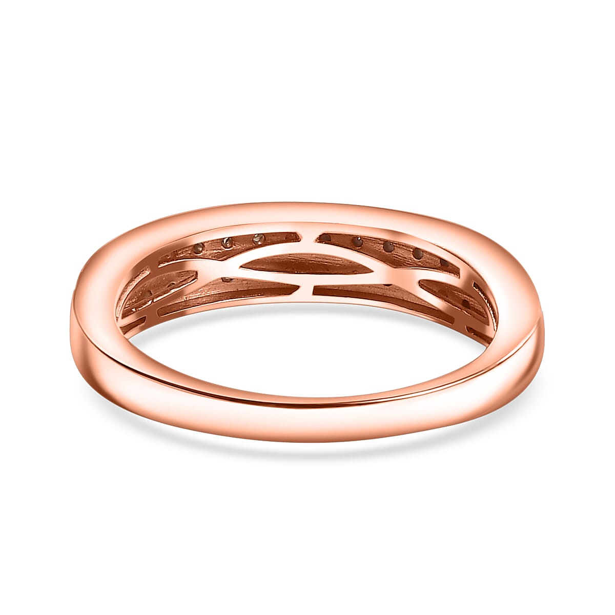 D'Joy Natural Champagne Diamond 0.20 ctw 2 Row Band Ring in 18K Vermeil Rose Gold Over Sterling Silver (Size 7.0) image number 4