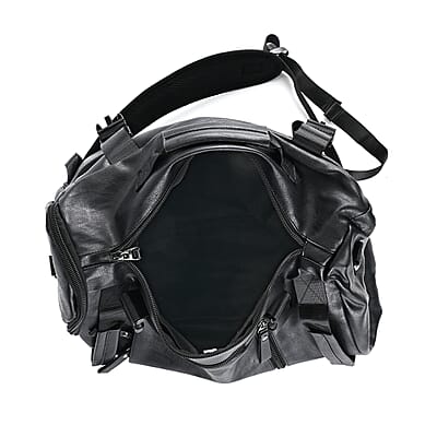 Black Faux Leather Convertible Backpack