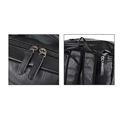 Black Faux Leather Convertible Backpack