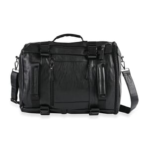 Black Multi-purpose Faux Leather Convertible Backpack