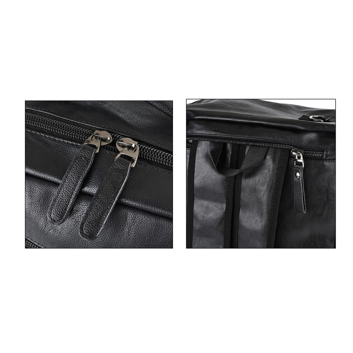 Black Multi-purpose Faux Leather Convertible Backpack image number 8