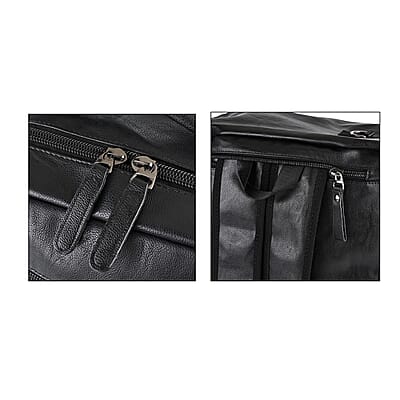 Black Multi-purpose Faux Leather Convertible Backpack