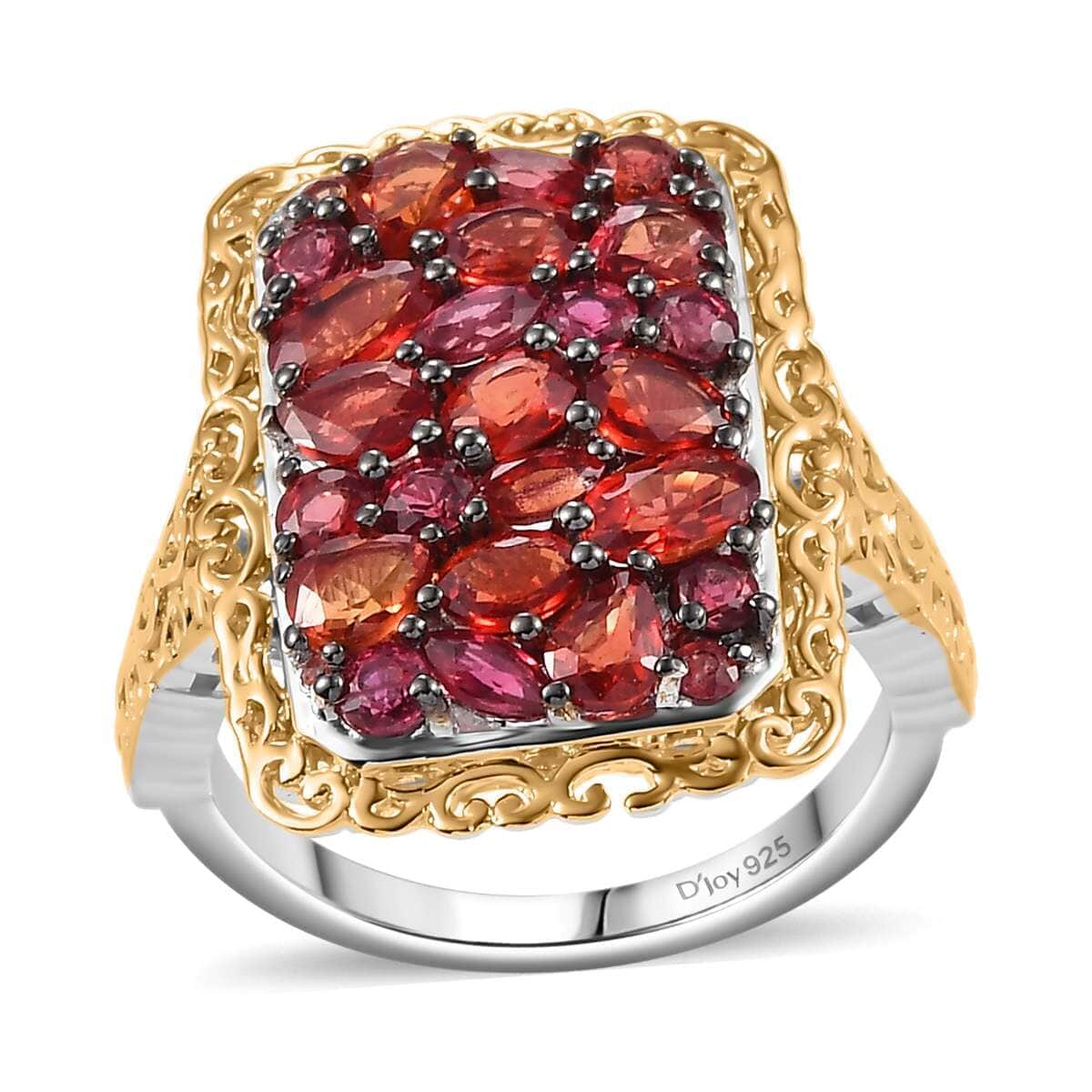 Premium Red Sapphire 3.40 ctw Crimson Elegance Ring in 18K Vermeil YG and Rhodium Over Sterling Silver (Size 10.0) (Del. in 10-12 Days) image number 0