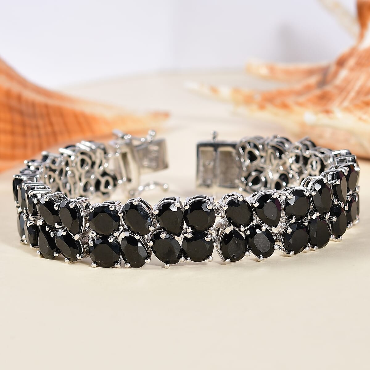 Karis Thai Black Spinel 53.10 ctw Fancy Bracelet in Platinum Bond (6.50 In) image number 1