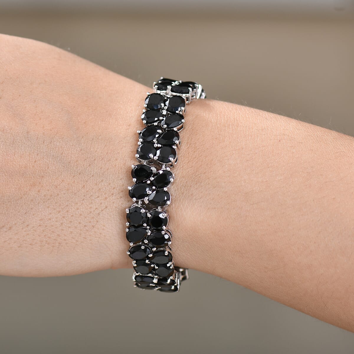 Karis Thai Black Spinel 53.10 ctw Fancy Bracelet in Platinum Bond (6.50 In) image number 2