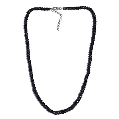 Black Opal 64.00 ctw Beaded Necklace in Rhodium Over Sterling Silver 18 Inches