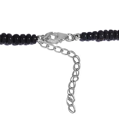 Black Opal 64.00 ctw Beaded Necklace in Rhodium Over Sterling Silver 18 Inches