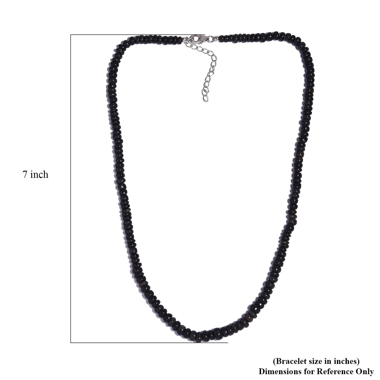 Black Opal 64.00 ctw Beaded Necklace in Rhodium Over Sterling Silver 18 Inches