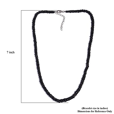 Black Opal 64.00 ctw Beaded Necklace in Rhodium Over Sterling Silver 18 Inches