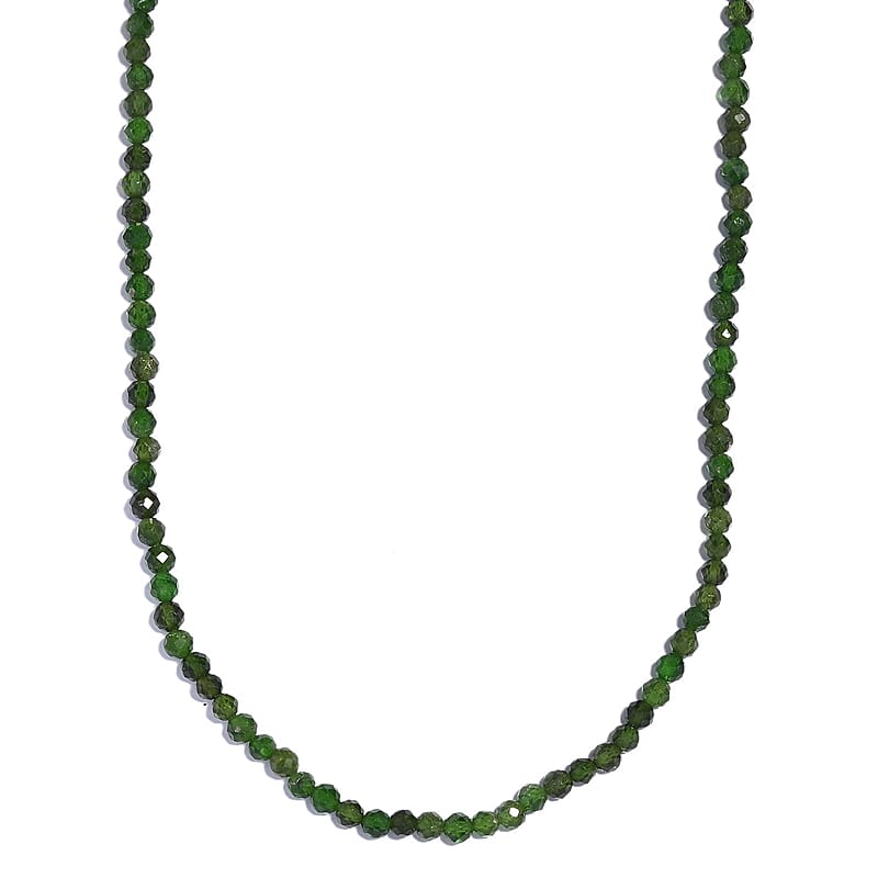 Chrome Diopside 62.00 ctw Beaded Necklace in Rhodium Over Sterling Silver 18 Inches