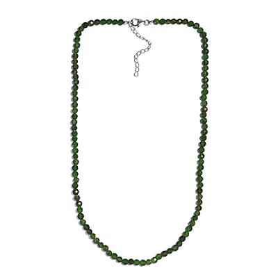 Chrome Diopside 62.00 ctw Beaded Necklace in Rhodium Over Sterling Silver 18 Inches