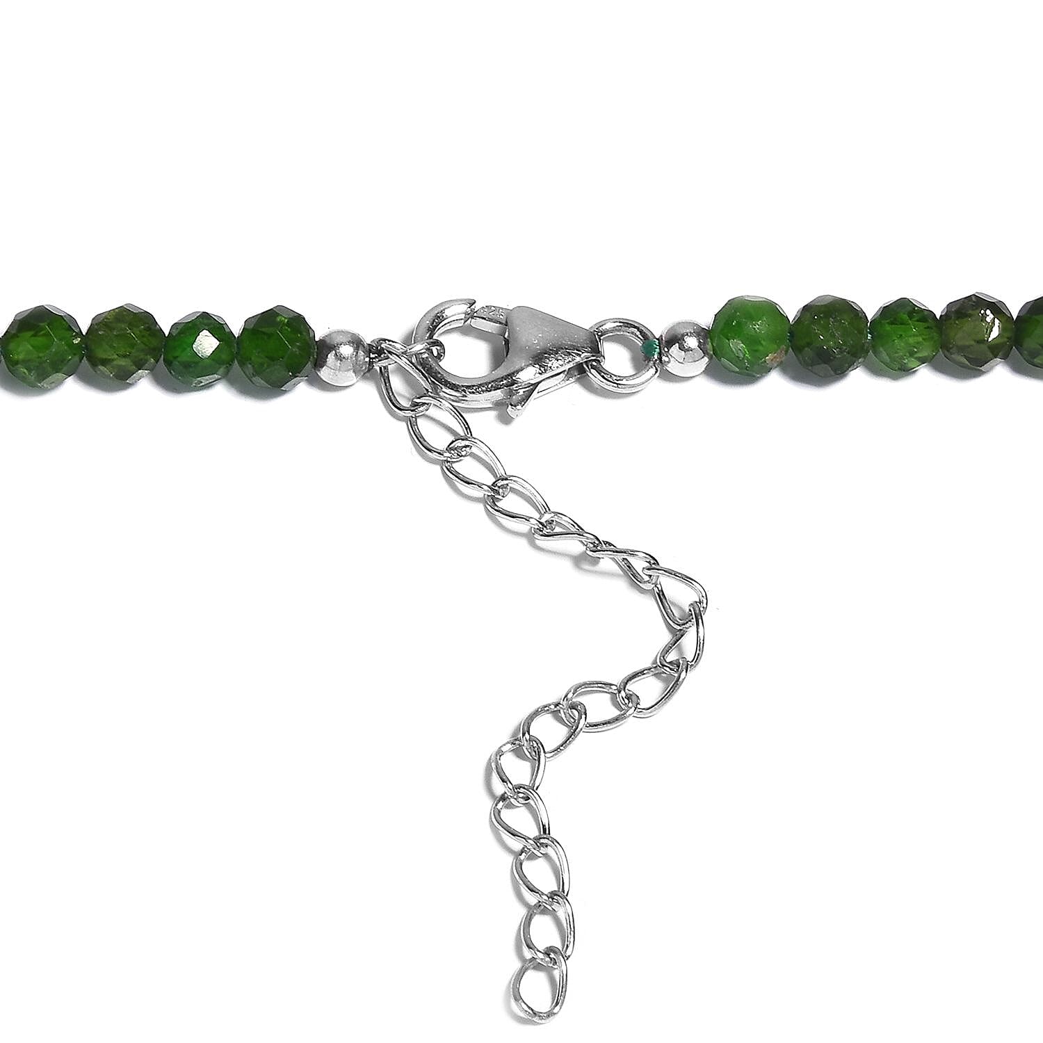 Chrome Diopside 62.00 ctw Beaded Necklace in Rhodium Over Sterling Silver 18 Inches