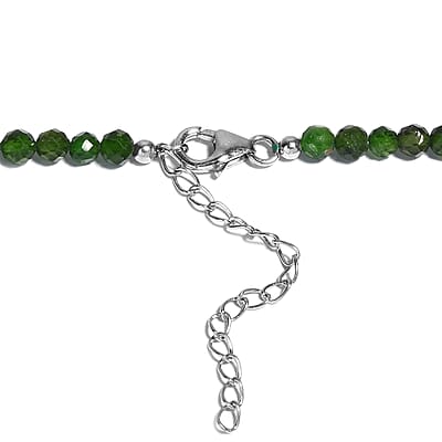 Chrome Diopside 62.00 ctw Beaded Necklace in Rhodium Over Sterling Silver 18 Inches