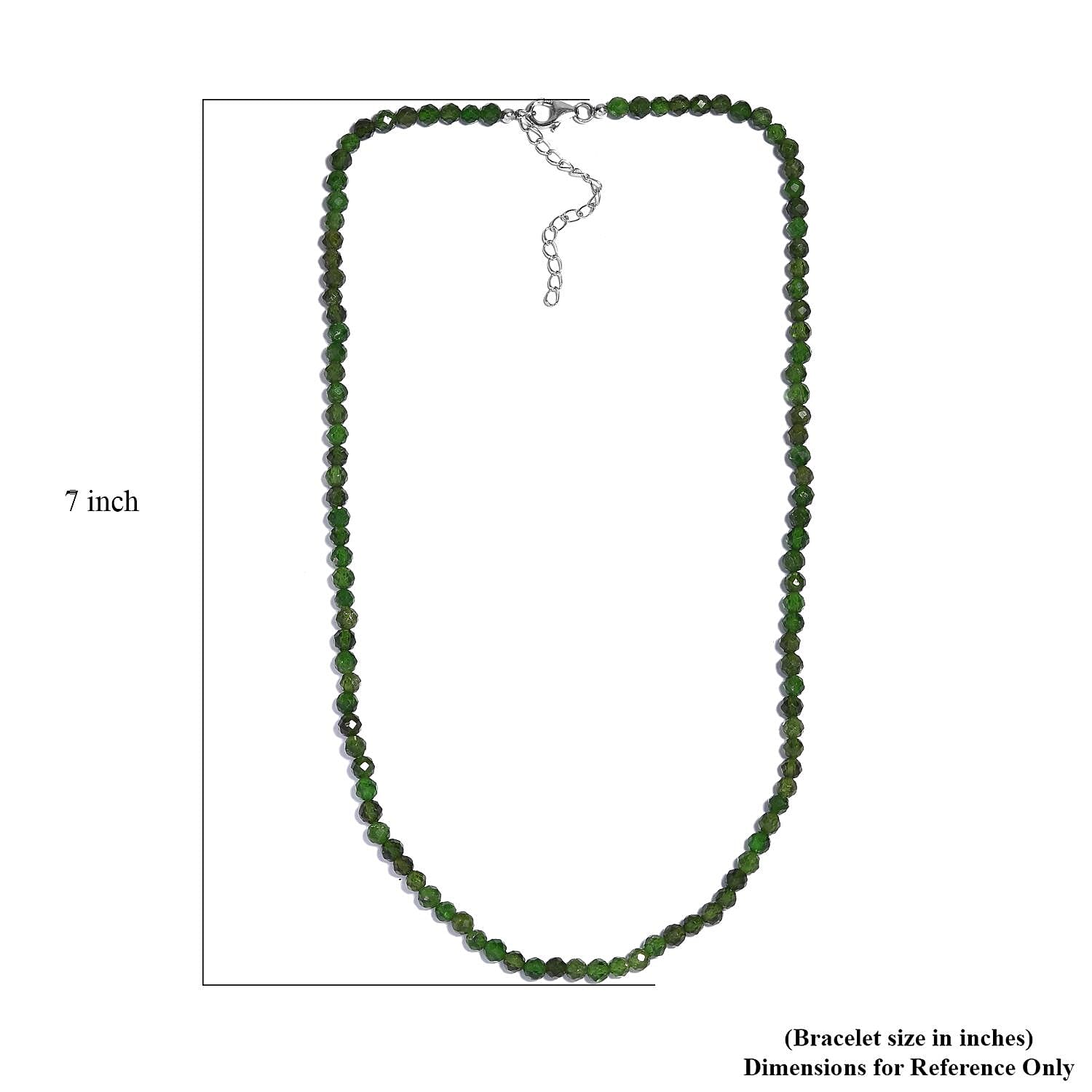 Chrome Diopside 62.00 ctw Beaded Necklace in Rhodium Over Sterling Silver 18 Inches