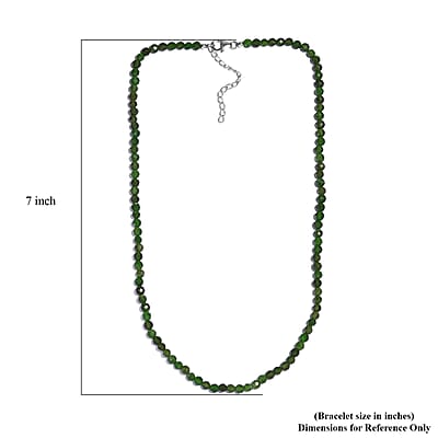 Chrome Diopside 62.00 ctw Beaded Necklace in Rhodium Over Sterling Silver 18 Inches