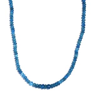 Malgache Neon Apatite 90.00 ctw Beaded Necklace in Rhodium Over Sterling Silver 18 Inches