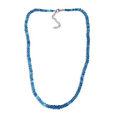 Malgache Neon Apatite 90.00 ctw Beaded Necklace in Rhodium Over Sterling Silver 18 Inches
