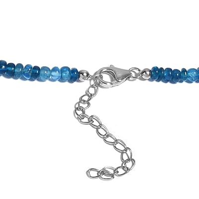 Malgache Neon Apatite 90.00 ctw Beaded Necklace in Rhodium Over Sterling Silver 18 Inches