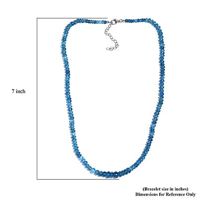 Malgache Neon Apatite 90.00 ctw Beaded Necklace in Rhodium Over Sterling Silver 18 Inches