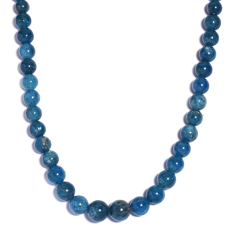 Malgache Neon Apatite 285.00 ctw Beaded Necklace in Rhodium Over Sterling Silver 18 Inches